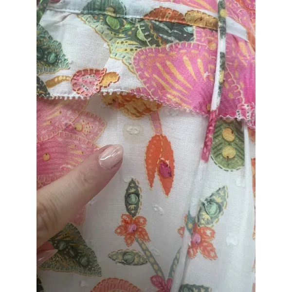 Farm‎ Rio Macaw Bloom Off-White Tropical Floral Cotton Mini Dress XS - Image 11