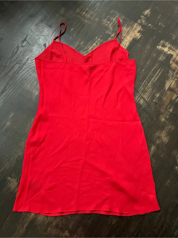 Women’s Lauren Ralph Lauren Red Slip Dress Camisole Classic Silky Nightwear 16 - Image 2