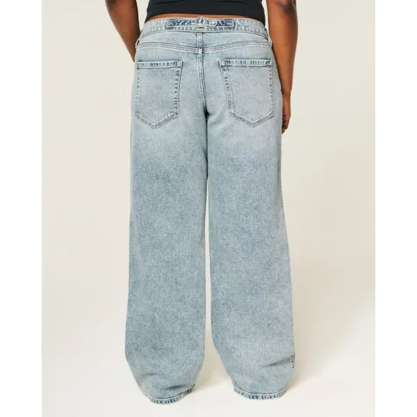 NWT Hollister Andi Adjustable Waist Low-Rise Light Wash Back Buckle Baggy Jeans - Image 2