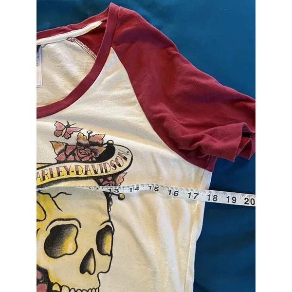 Harley Davidson Women's Shortsleeve Shirt Large Sugar Skull EUC Arkansas - Image 2
