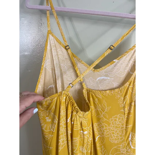 GAP crisscross straps midi side slits hanky yellow flowers dress, size medium - Image 6