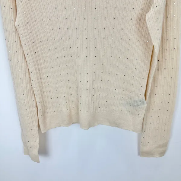 J.Crew Featherweight Cashmere Turtleneck Sweater Rhinestones Buttercream XL NWT - Image 8