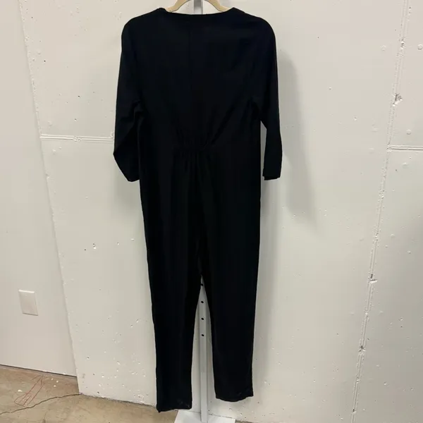 The Nines by HATCH Black 3/4 Sleeve Button-Front Maternity Crop‎ Jumpsuit Small - Image 3