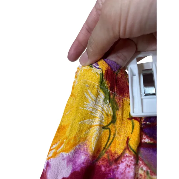 Floral Midi Skirt‎ Yellow Red Purple Tie Waist Casual Spring Summer Women - Image 6
