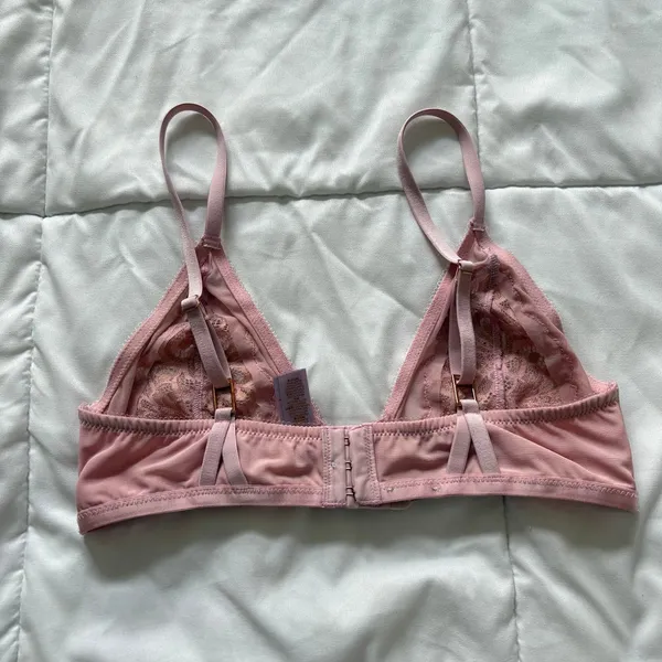 Savage X Fenty Pink Lace Unlined Triangle Bralette Large Coquette Whimsy Fairy - Image 4