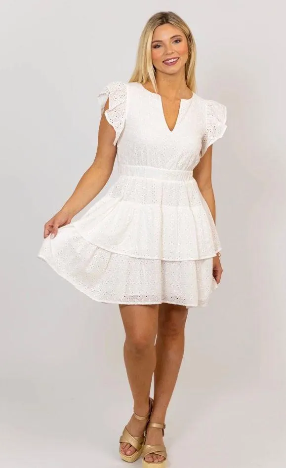 Boutique Morgan Rae White Eyelet Dress - Image 4