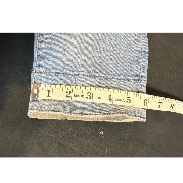 Gap 1969 Best Girlfriend Jeans 27T Light Wash Distressed Camo Trim Cuff cropped - Image 12