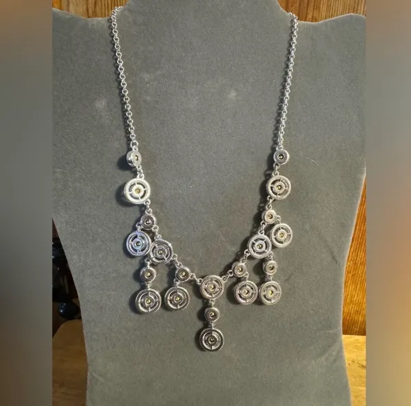 Monet Silver Tone Rhinestone Statement Necklace - Image 4