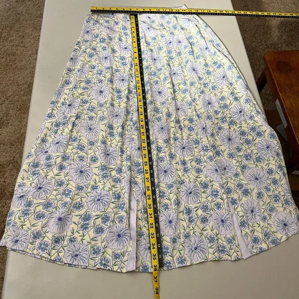 April Cornell‎ Maxi Skirt Womens Small Blue Yellow Floral Boho Buttons Stretch S - Image 2