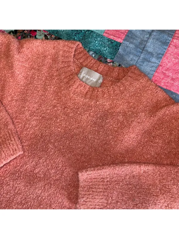 Everlane 65% WOOL Blend Coral Bouclé Woman’s Cozy Sweater, Size Small Outdoor - Image 2