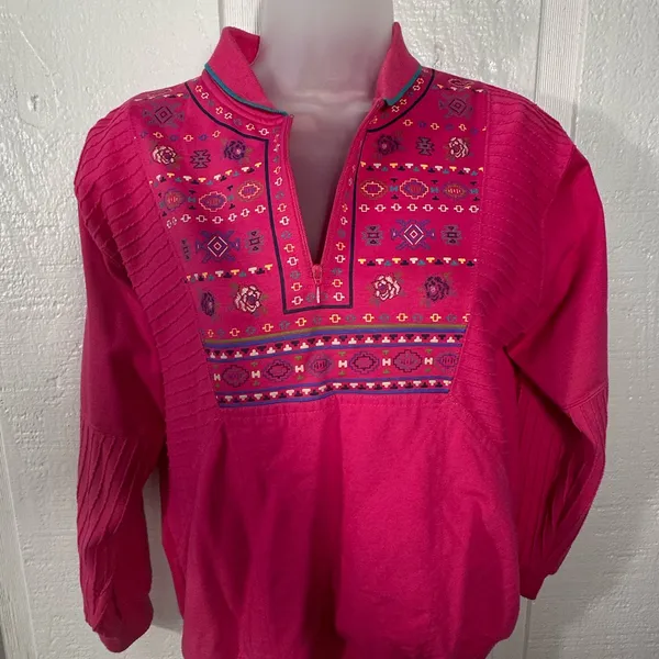 Blast Vintage Women’s Pink Sweatshirt Polo 1/4 Zip Size Small Petite EUC - Image 3