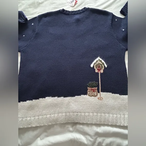 Vintage Croft & Barrow winter snowman embroidered zip-up cardigan sweater. NWT - Image 2
