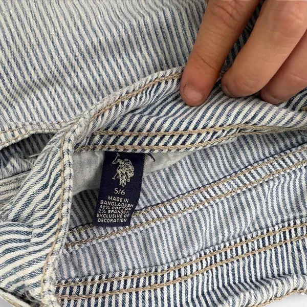 Y2K 2000s U.S. Polo Assn.‎ white & blue striped shorts - Image 3