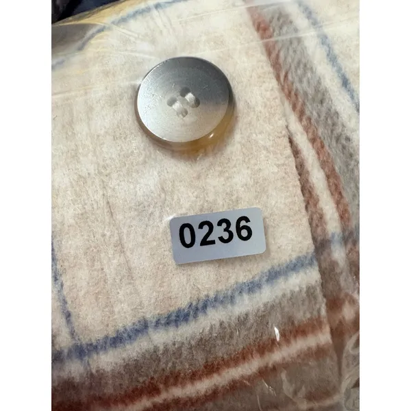 Timing Womens Plaid Oversized Shacket‎ Button Up Flannel Jacket Tan Blue L - Image 8