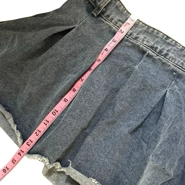 Cider Denim Pleated Mini Skirt • High Waist • Raw Hem - Image 8