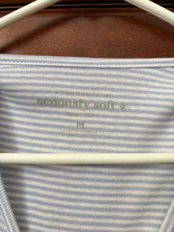 Aeropostale blue & white striped seashell top - Image 3