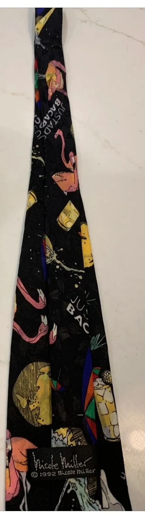 Nicole Miller Mens Necktie 100% Silk Bacardi Rum: 1990’s - Image 5
