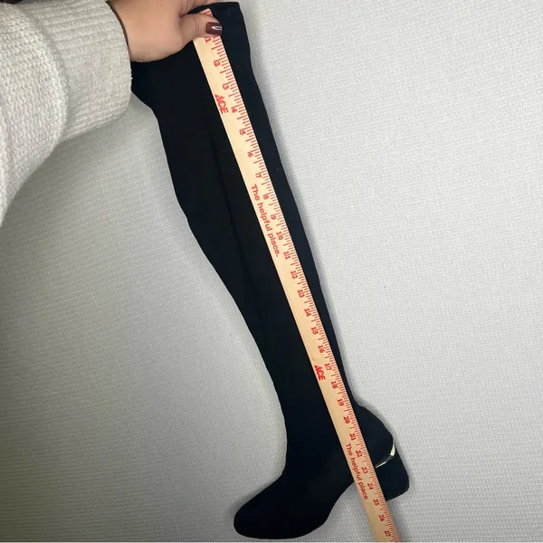Zara Basic | 41 Black Over the Knee Boots with Block Heel and Pull-On‎ Style - Image 10