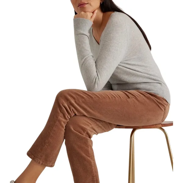 Quince Organic Stretch Corduroy Straight Leg Pants‎ Womens 10 Warm Brown NEW - Image 2