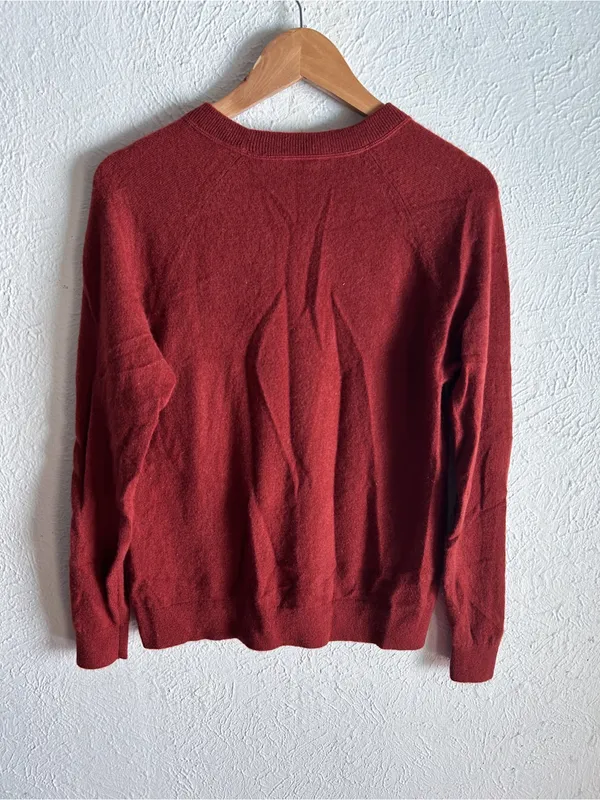 Garnet Hill Essential Washable-Cashmere Sweatshirt Sweater Burnt Orange Small - Image 6