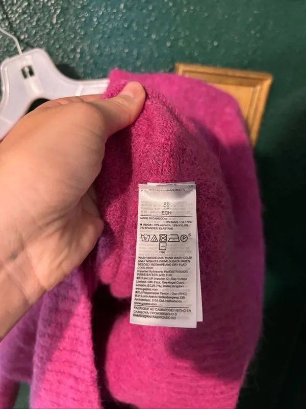 Banana Republic Pink Alpaca Blend Cropped Sweater Sz XS - Image 3