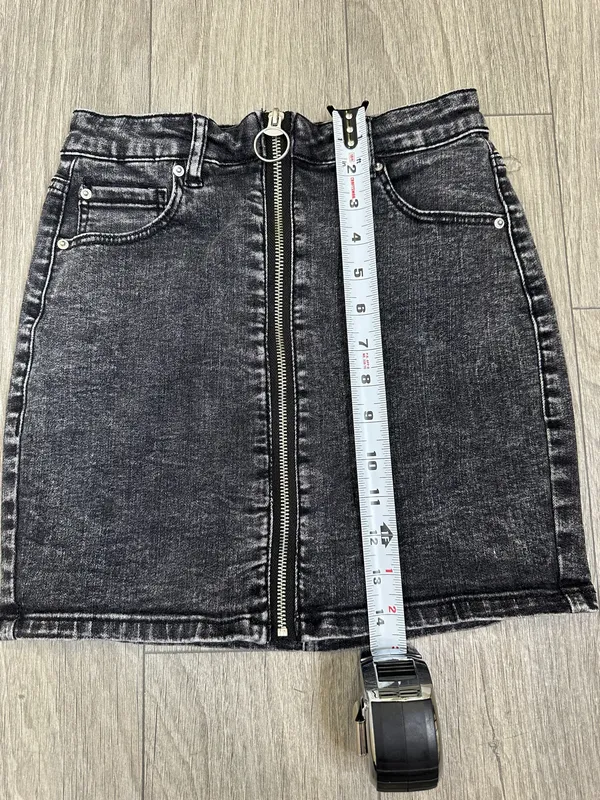 Garage Washed Black Mini Skirt XS Front Zipper - Image 6