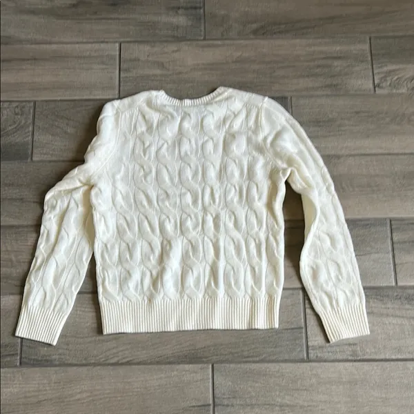 Tommy Hilfiger Cream Crewneck Cable Knit Sweater - Image 5