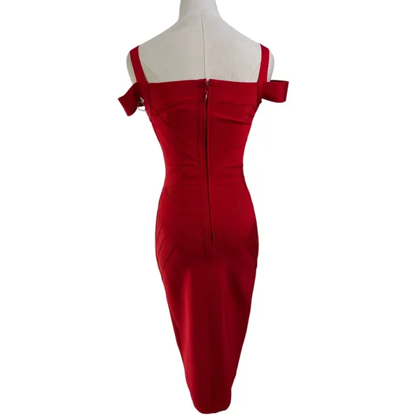 House of CB Cherub Bandage Dress Red - Image 10