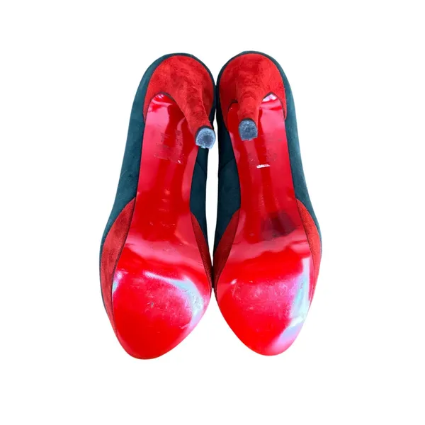 Vicino Teal and Red Suede Platform Pumps Round‎ Toe Stiletto Heels Size 37 - Image 6
