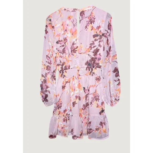 Venus Floral Mini Dress Women XS Pink Excellent Smocked Waist Long Sleeve - Image 2