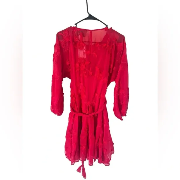 Anthropologie Mare Mare Amal Red Textured Mini Dress NEW - Image 7