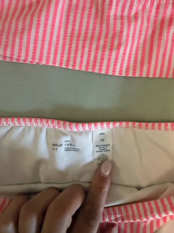 Aerie Pink and White Seersucker Bikini Set - Image 4