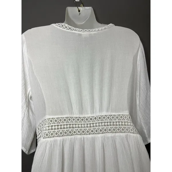 Cute Options Cover Up Womens Small White Crochet Lace Tassel Kimono Duster Boho - Image 8