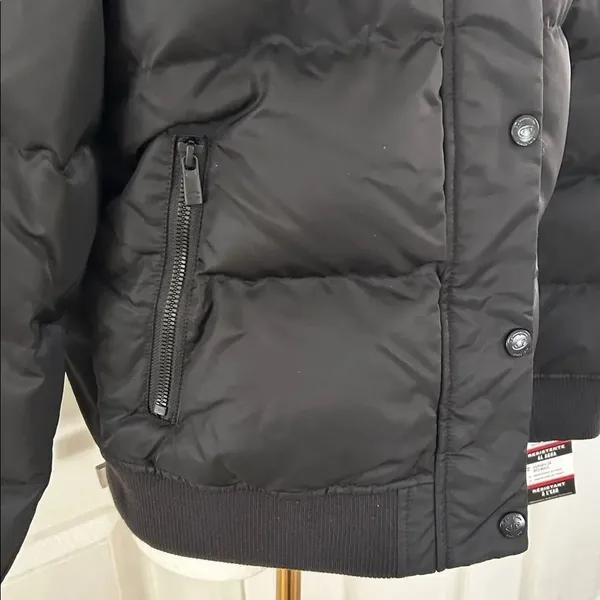 Champion Crop Quilted Snorkel Puffer Jacket with Hood, Black, Size Small, NWT - Image 4