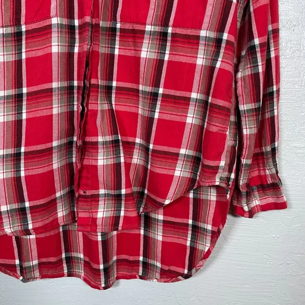 Denim & Supply Ralph Lauren Women M Red Black White Plaid Flannel Shirt Boho - Image 4