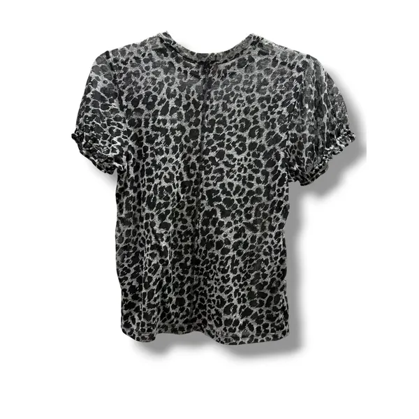 Pilcro Anthropologie Bennie Slim Cotton‎ Slub Burnout Leopard Print Tee Puff XS - Image 3