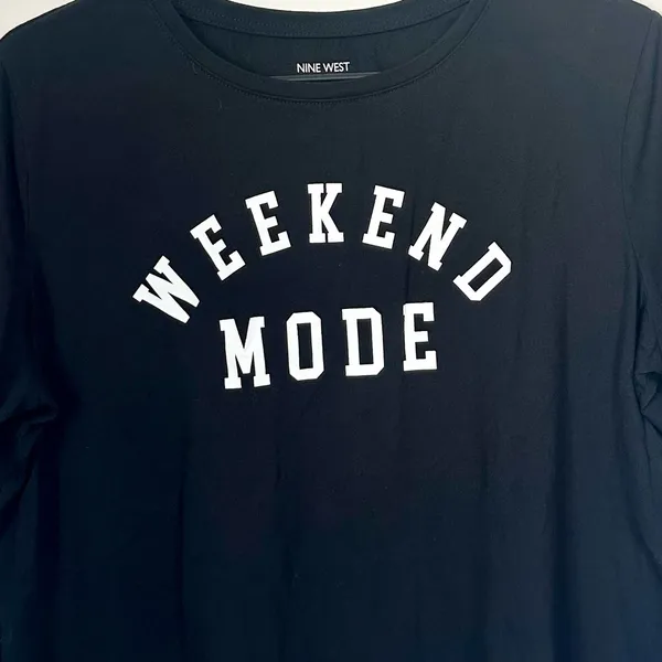 Nine West Black “Weekend Mode” Graphic T-Shirt - Size: XXL - Image 4