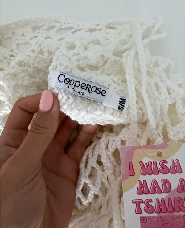 Vintage Crochet Romper White Size M - Image 3