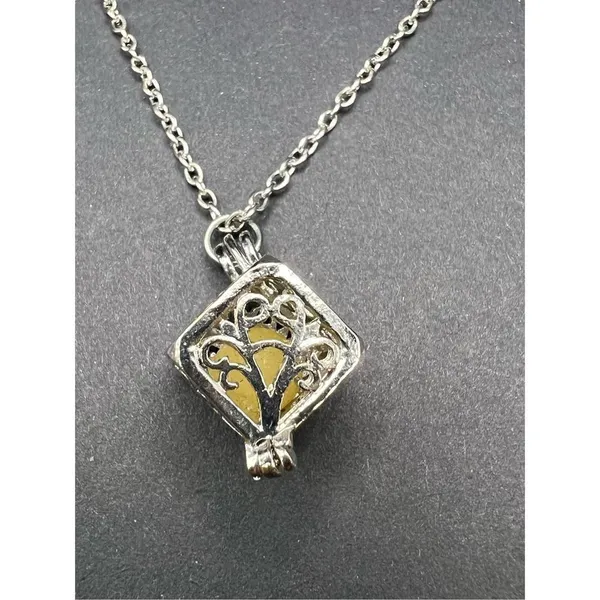 Silver Tone Tree Cage Box Glow in the Dark Necklace - Image 4
