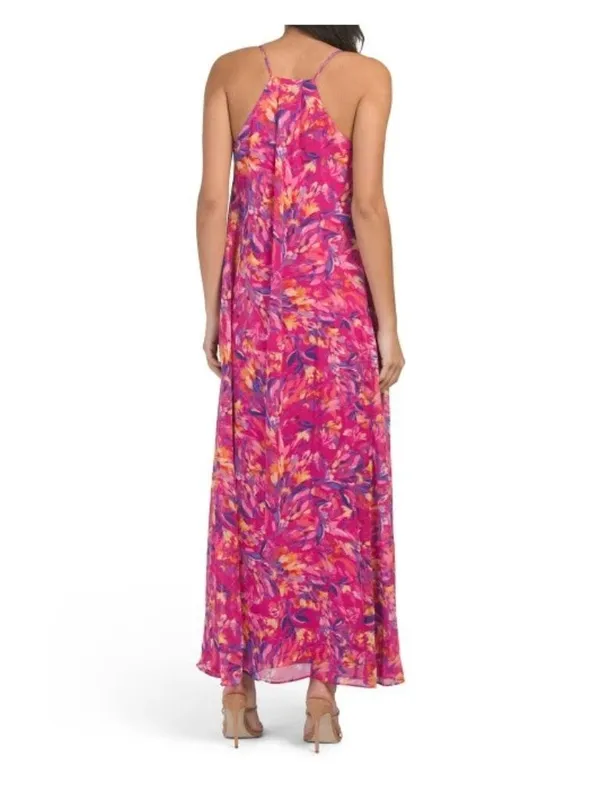 NWT Nicole Miller Women's Floral Maxi Dress Sleeveless Pink Multicolor XL - Image 2