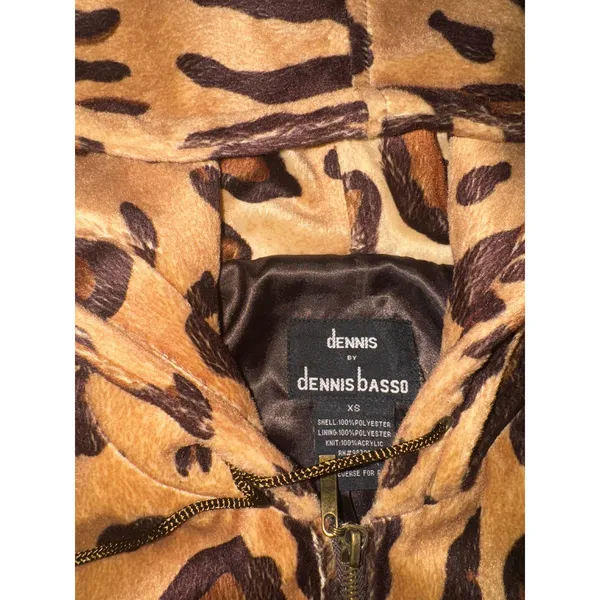 Dennis by Dennis Basso Leopard Faux Fur Zip Up Hoodie Jacket XS Animal Print - Image 2