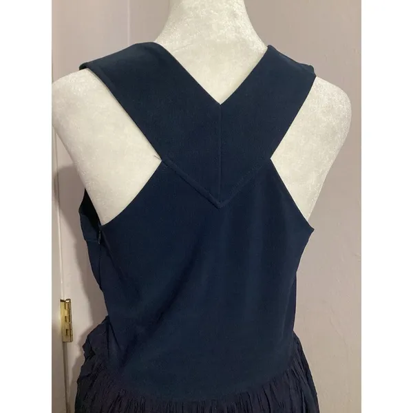 Lulus Navy Blue Sleeveless Fit & Flare Maxi V-Neck Dress Criss Cross Back M - Image 5