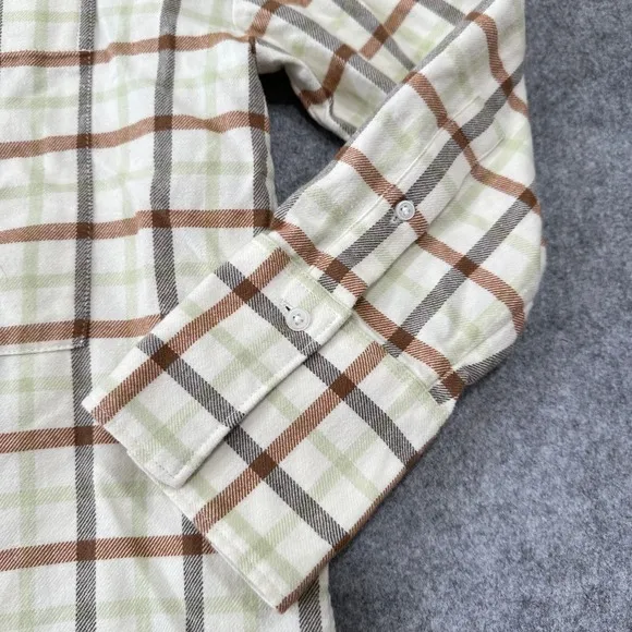 Everlane Oversized‎ Flannel Boxy Shirt Brown Green Plaid Button Down Top Small - Image 8