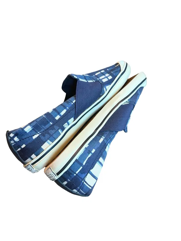 Coach Kaycee Slip-On Shoes Blue White Plaid Flats Comfort Size 6.5 Women's - Image 8