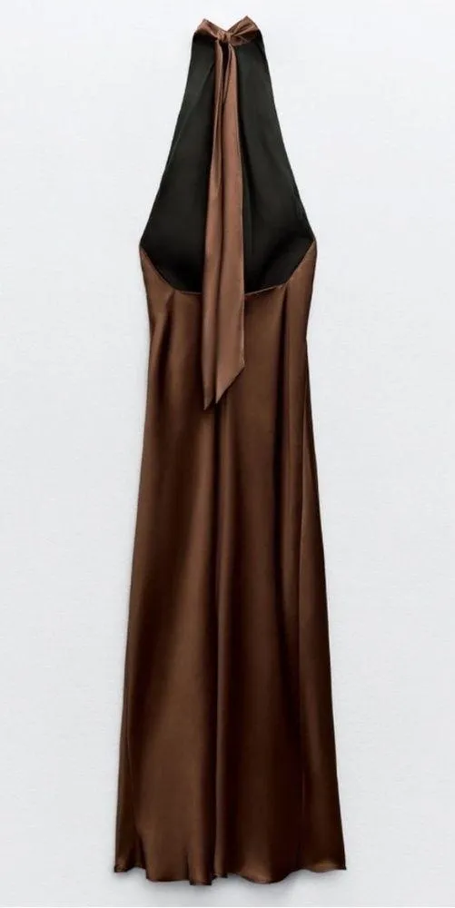 ZARA NWT Brown Halter Dress - Image 3
