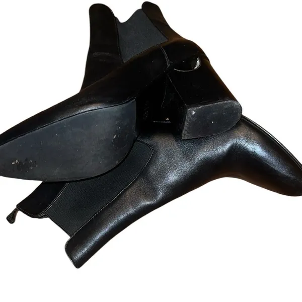 Napoleoni Black Leather Booties Size 6.5 Black - Image 6
