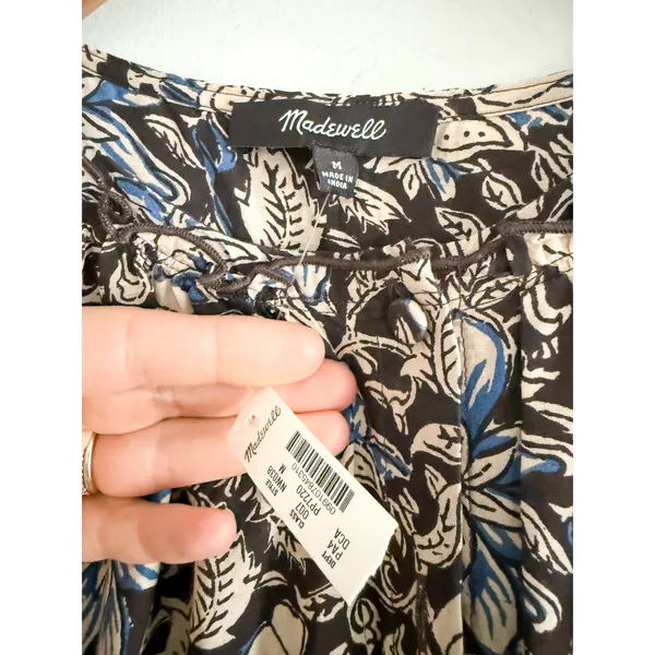 Madewell | NWT Gathered Button-Front Mini Dress Floral Carob | Sz M - Image 8