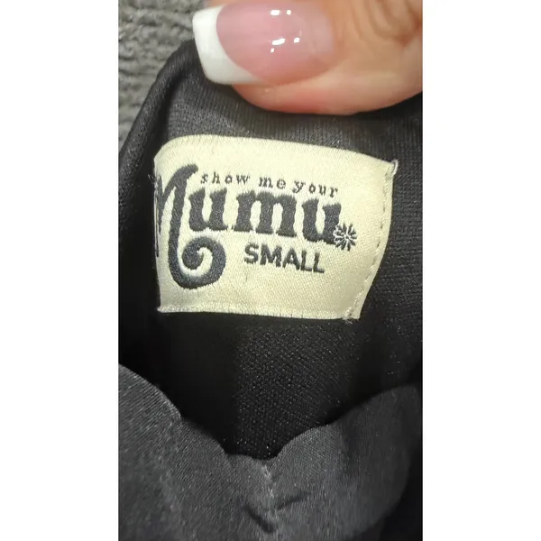 Show‎ Me Your Mumu Gown Womens Small Black Barcelona Ruffle Formal High Low Tie - Image 4
