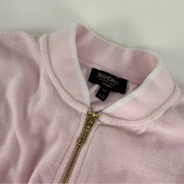 Juicy Couture Black Label Baby Pink Velour Zip Bomber - Image 8