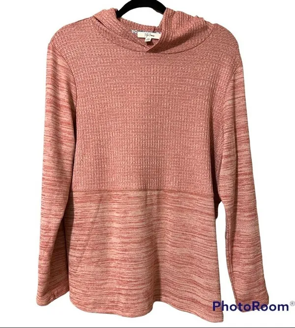 Peyton Primrose large womens pullover hoodie lightweight longsleeve thin blush - Image 8